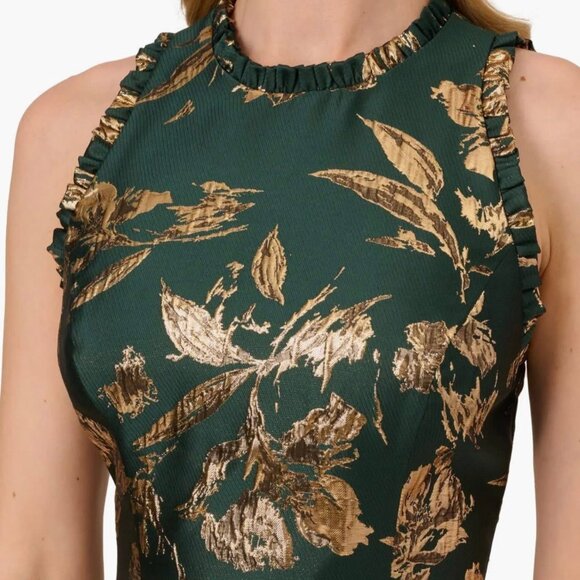 Adrianna Papell Women Ruffled Metallic Jacquard Dress, Hunter, sz 16, MSRP: 179$ - Picture 2 of 5